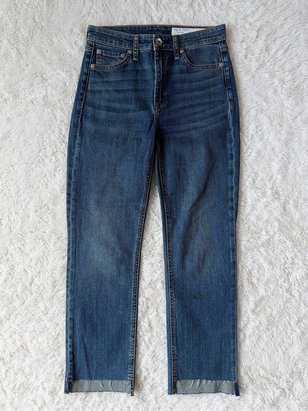 Rag & Bone Woman Blue High Rise Straight Leg Jeans US25 Contemporary Classic